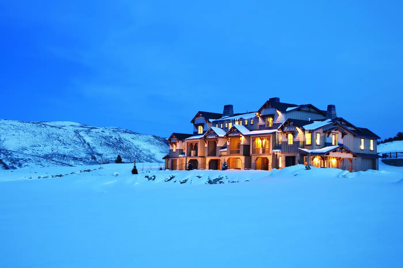The building at dusk in winter
