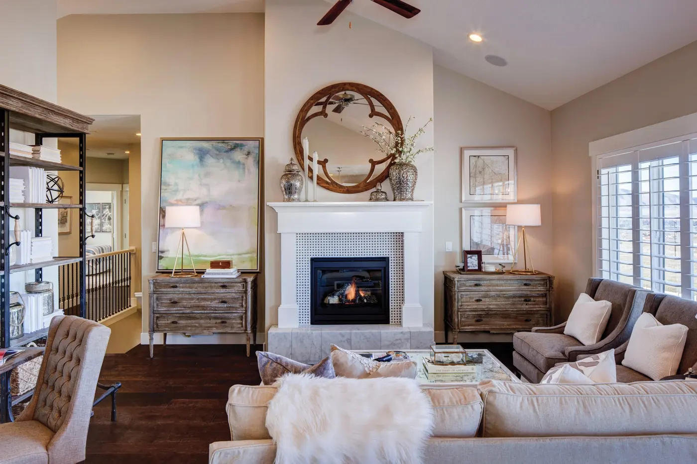 Living room with fireplace